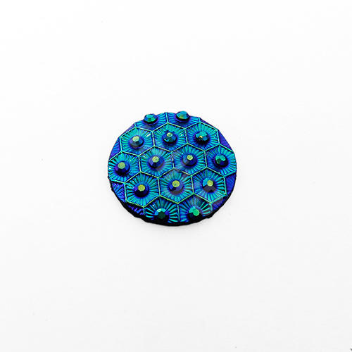 Acrylic Cabochon 20mm Disc - Honeycomb Iris Blue