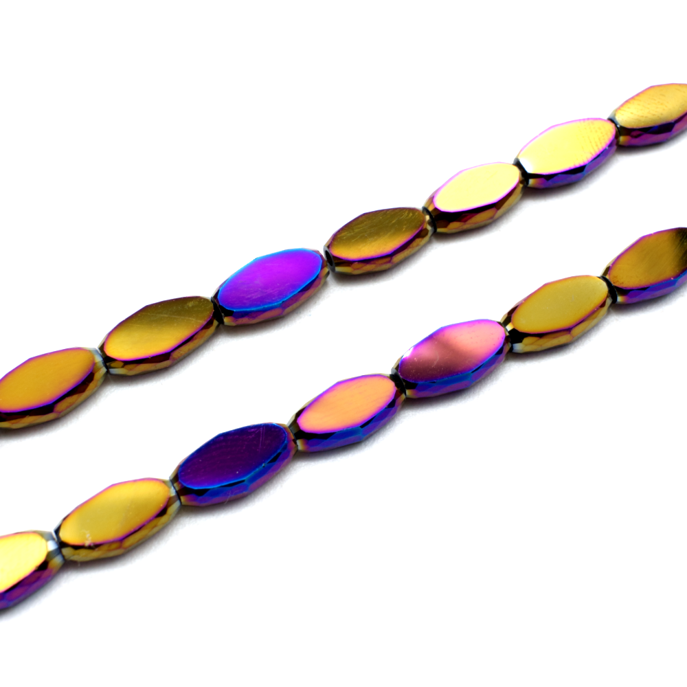 Crystal flat facet oval 10x5mm - Iris Rainbow