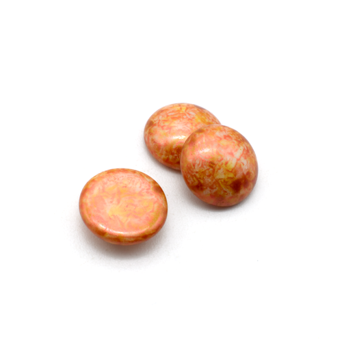 Par Puca Cabochon - 14mm - Opaque Salmon Spotted
