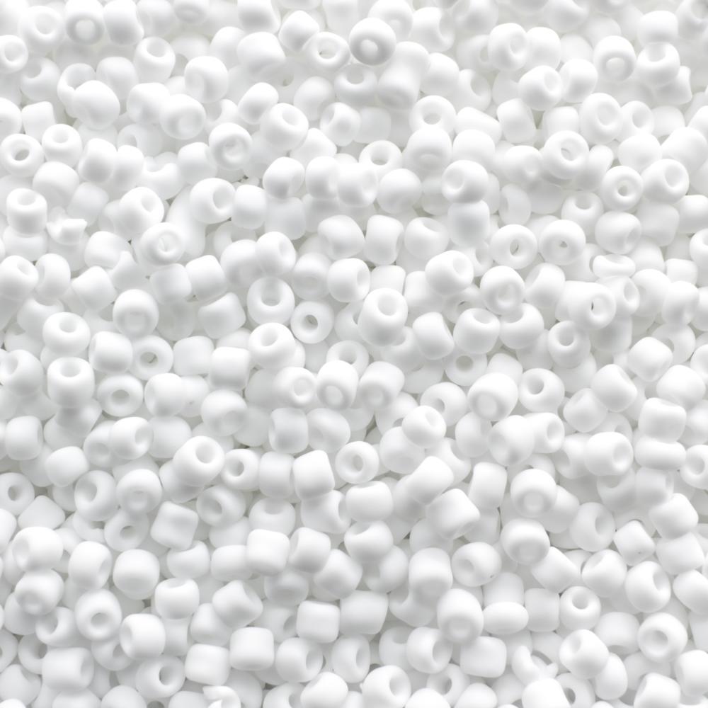 Seed Beads Opaque Frosted White - Size 11 100g