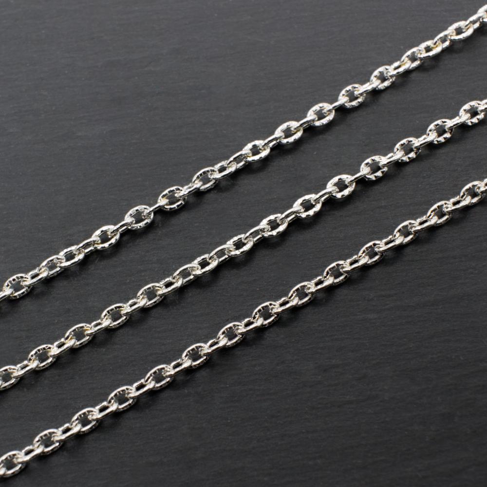 Chain Silver Plated - Oval Patterned 2x3mm