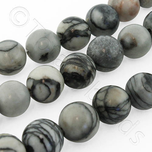 Multi Veins Stone Round Beads - 8mm 15" inch