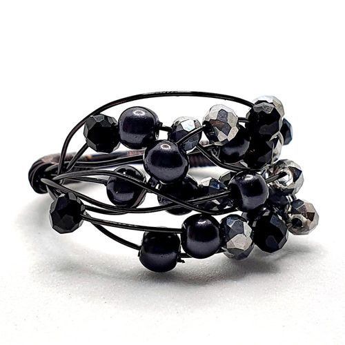 Starlight Ring space grey jewelry making kit — DIY set with beads and instructions for creating handmade jewelry