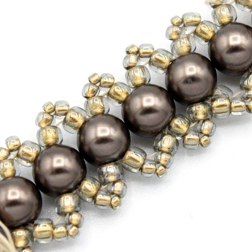 Jasmine Bracelet Makes 4 ecru coffee bracelet making kit — DIY set with beads and instructions for creating handmade jewelry
