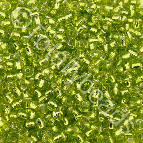 Seed Beads Silver Lined  Lime Green - Size 8 100g