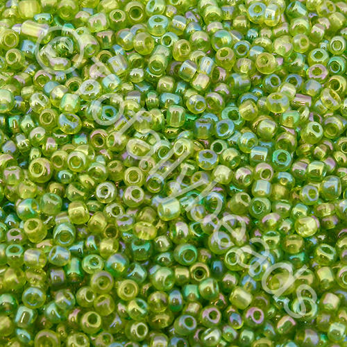 Seed Beads Transparent Rainbow  Light Green - Size 11 100g