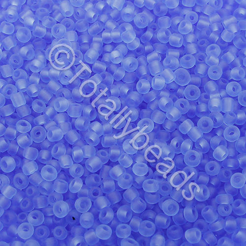Seed Beads Transparent Frosted  Blue - Size 11 100g
