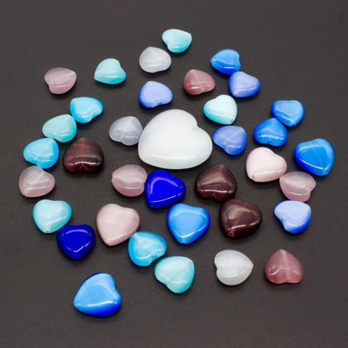 Cat Eye Heart bead Mix - Sky