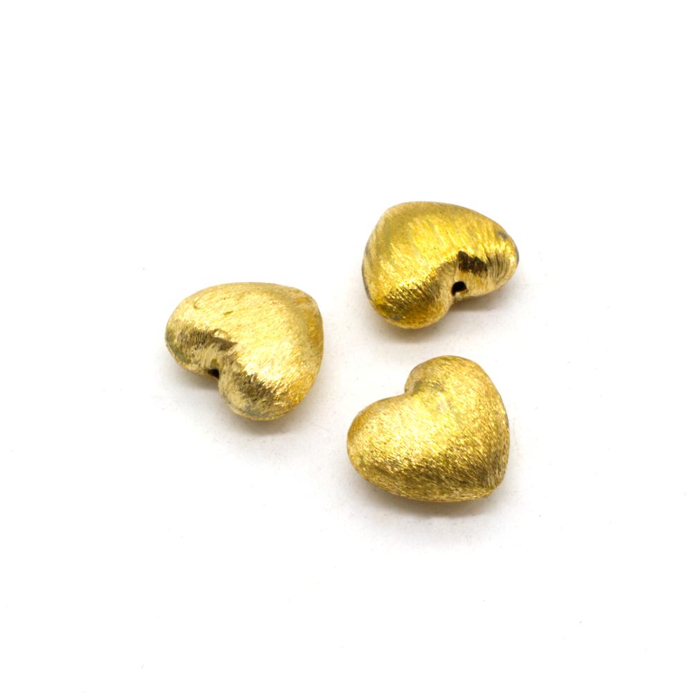 18mm Brushed Metal Gold Heart 3pc