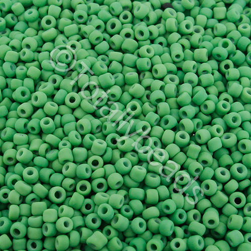 Seed Beads Opaque Frosted  Green - Size 11 100g