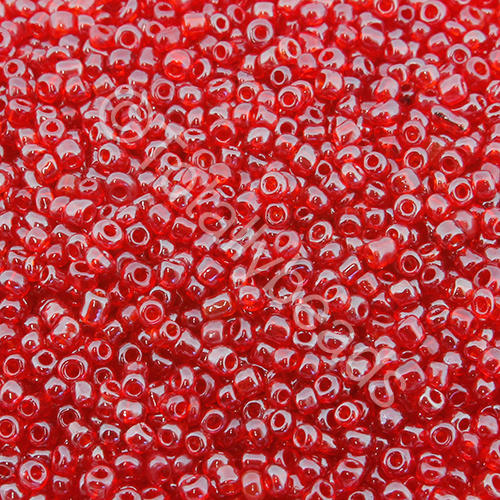 Seed Beads Transparent Luster Red - Size 11 100g