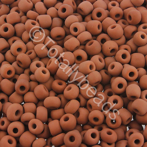 Seed Beads Opaque Frosted  Brown - Size 6 100g