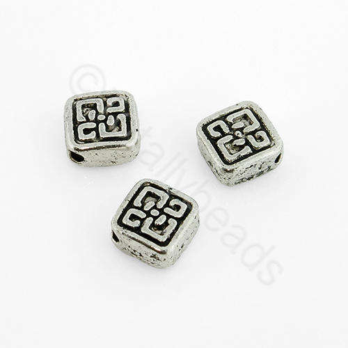Antique Silver Bead - Celtic Diamond 6mm 8pcs