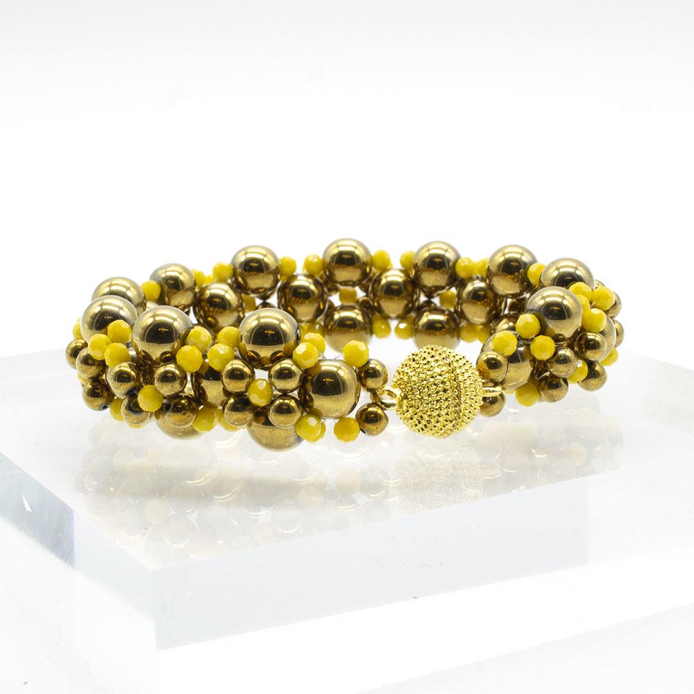 Hematite Hugs & Kisses Bracelet - Yellow Gold
