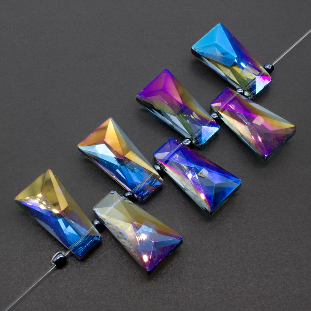 Trapezoid Crystal Beads 30mm - Blue Purple Shimmer B