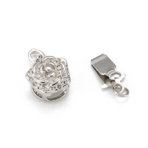 Flower Box Clasp 10mm Platinum colour
