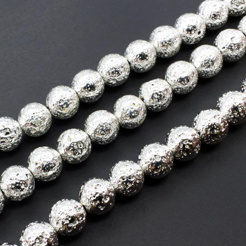 Lava Beads Silver - 10mm