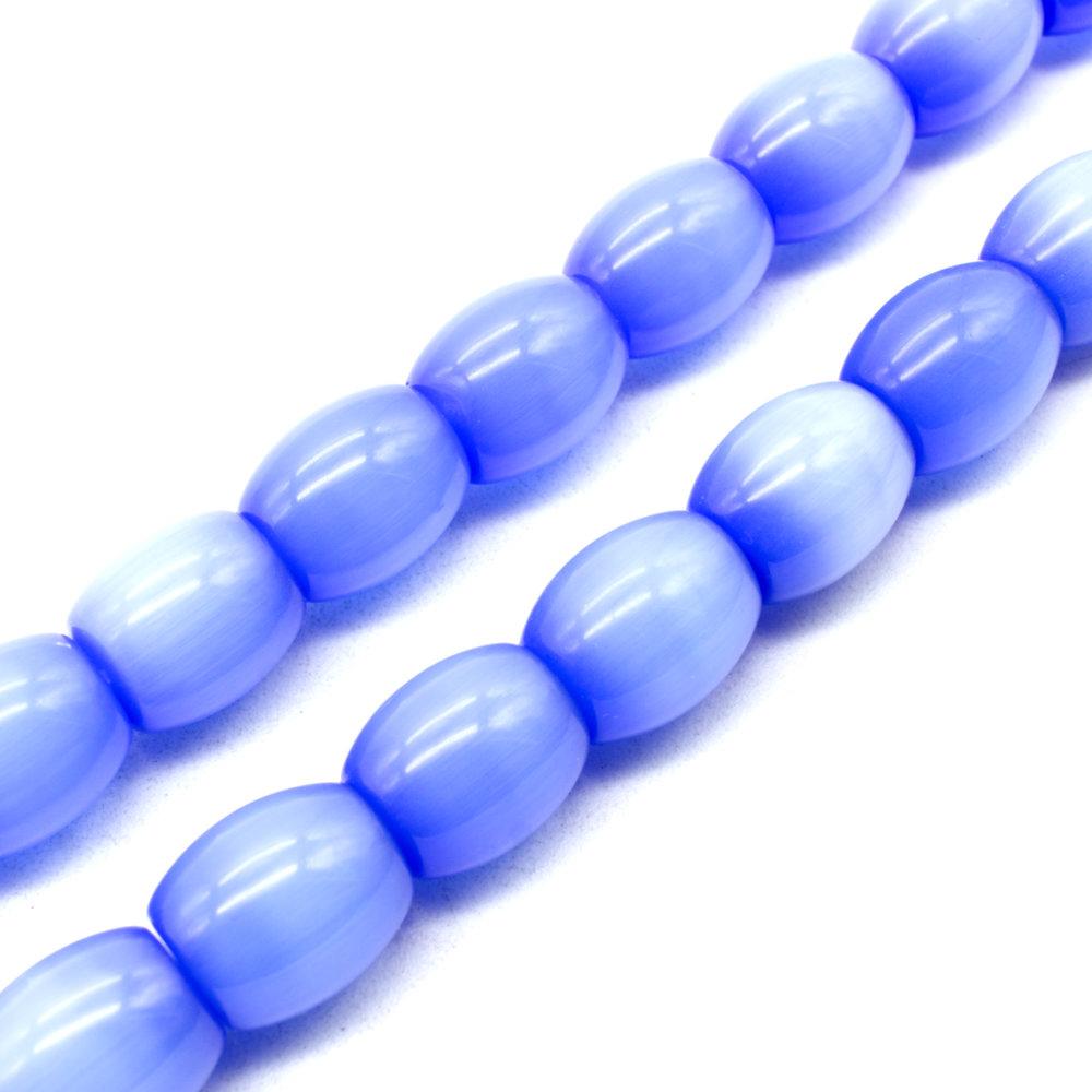 Cats Eye Barrel Blue 13x11mm for jewellery making