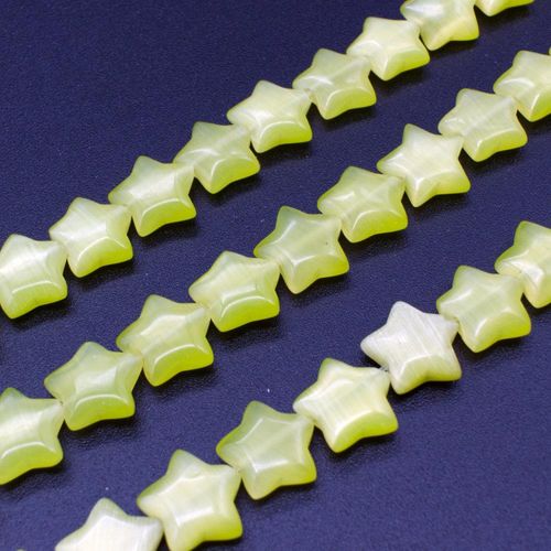 Cats Eye Beads Pillow Stars 10mm   Yellow for jewellery making