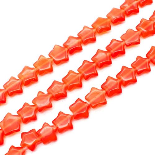 Cats Eye Beads Pillow Star 8mm   Orange for jewellery making