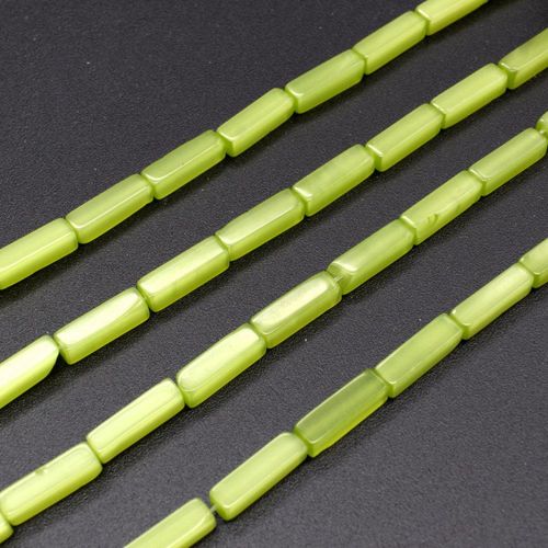 Cats Eye Beads Cuboids 12x4mm   Lime for jewellery making