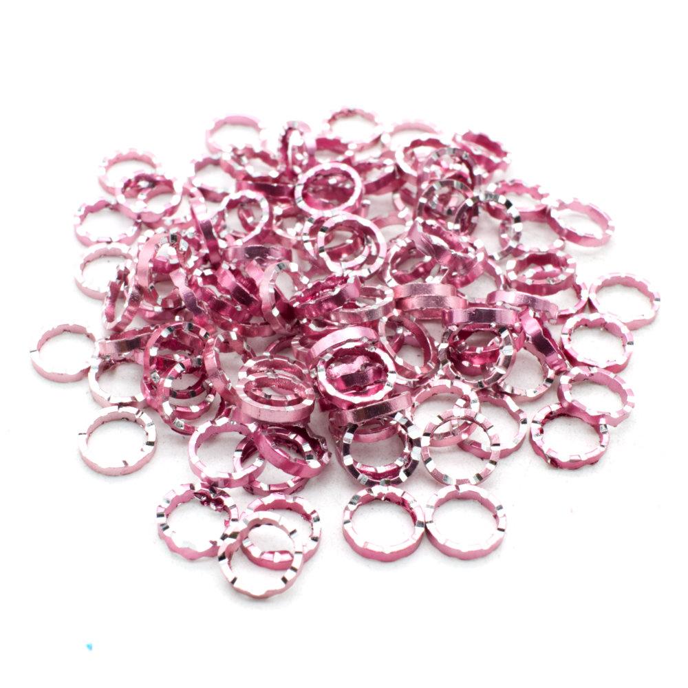 Aluminium Coloured Rings 8mm Pink 10pcs