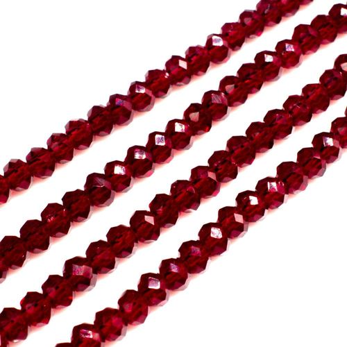 3.5mm crystal beads dark red, pack of 130 — faceted for jewelry making and beadwork