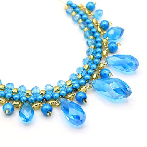 Daphne Crystal Necklace cornflower topaz necklace making kit — DIY set with beads and instructions for creating handmade jewelry