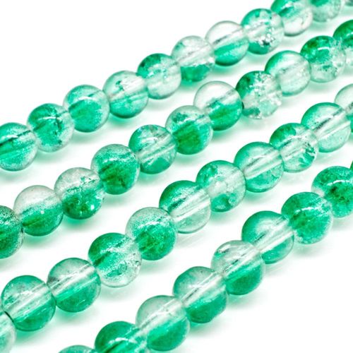 Crackle Beads Round 6mm   Clear Green 65pcs for jewellery making