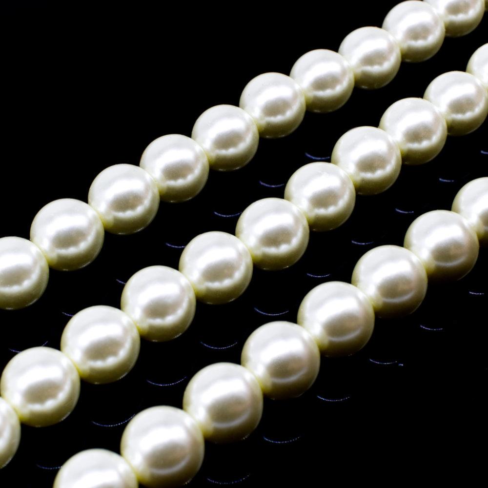 Glass Pearl Round Beads 8mm - Buttermilk