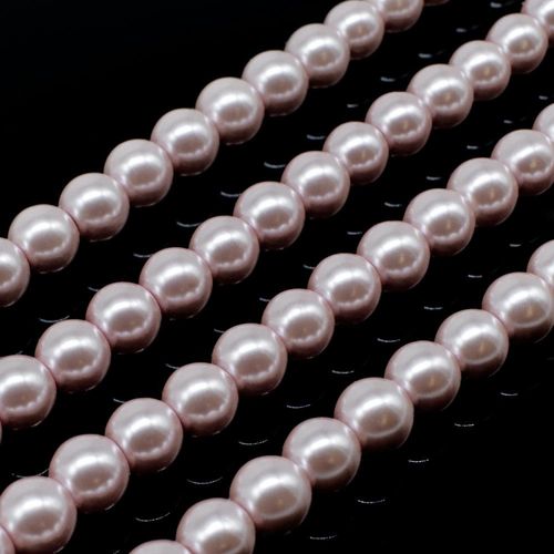Glass Pearl Round Beads 6mm - Rose Pink