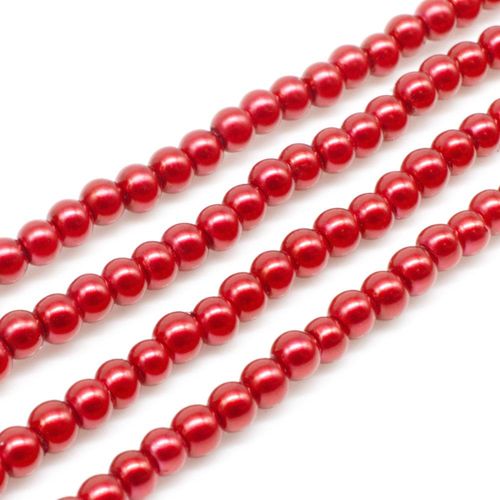 Glass Pearl Round Beads 3mm - Red