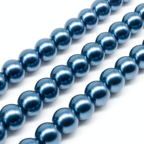 Glass Pearl Round Beads 8mm - Denim Blue