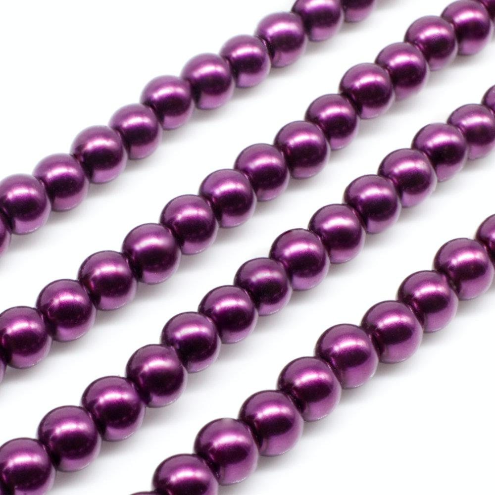 Glass Pearl Round Beads 4mm - Mulberry