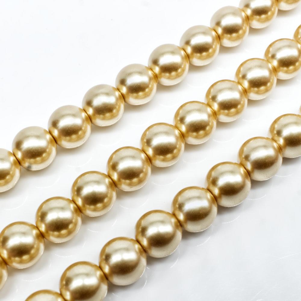 Glass Pearl Round Beads 8mm - Golden Haze