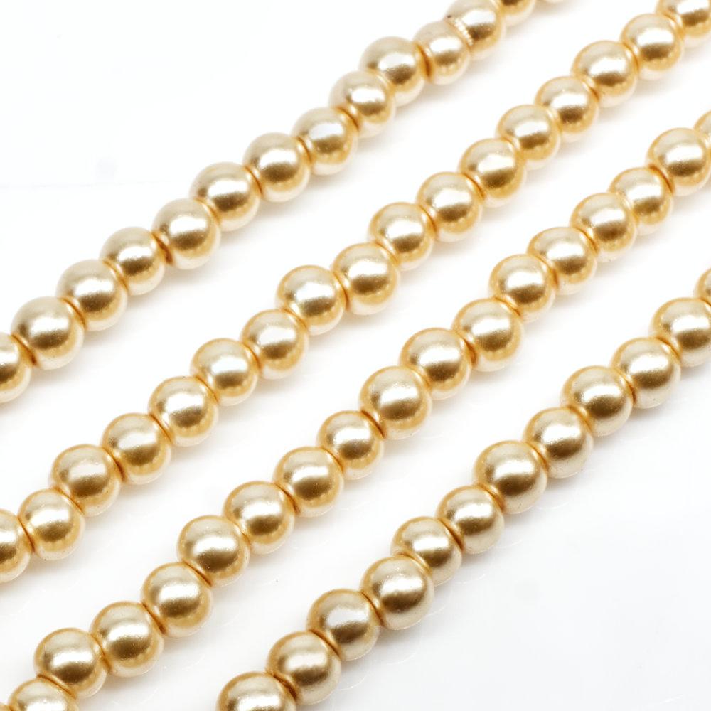 Glass Pearl Round Beads 3mm - Golden Haze