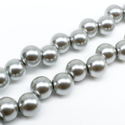 Glass Pearl 8mm Round Off Centre - Silver Grey