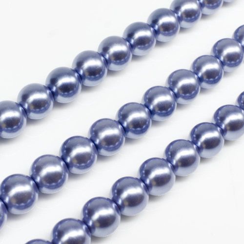 Glass Pearl Round Beads 8mm - Steel Blue RB