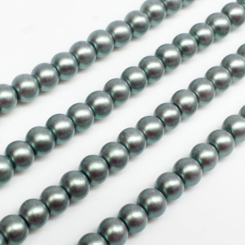 Satin Glass Pearl Round Beads 4mm - Sea Foam Green