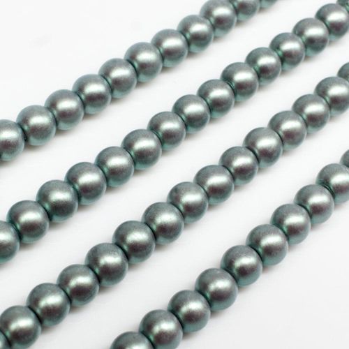 Satin Glass Pearl Round Beads 4mm - Sea Foam Green