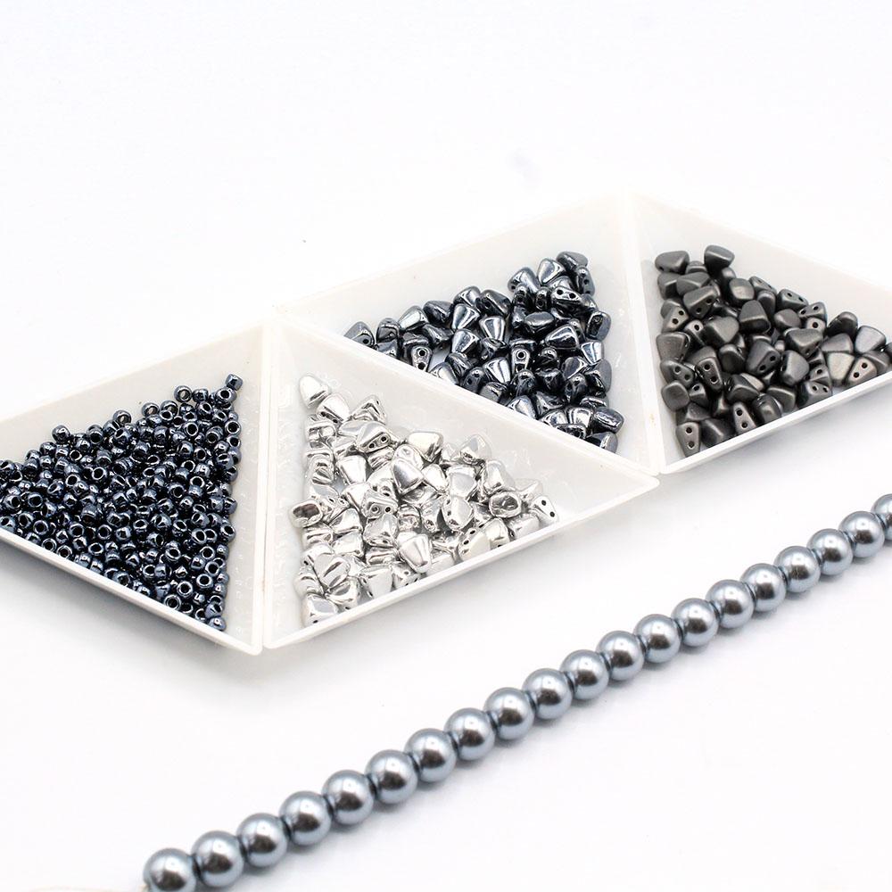 Maree Beaded Bracelet Make 3 silver hematite bracelet making kit — DIY set with beads and instructions for creating handmade jewelry