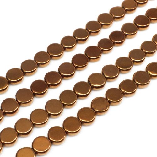 Hematite Flat Coin 6mm - Bronze Plated