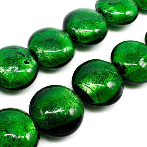 Silver Foil Disc Bead 24mm   Green 1pc for jewellery making