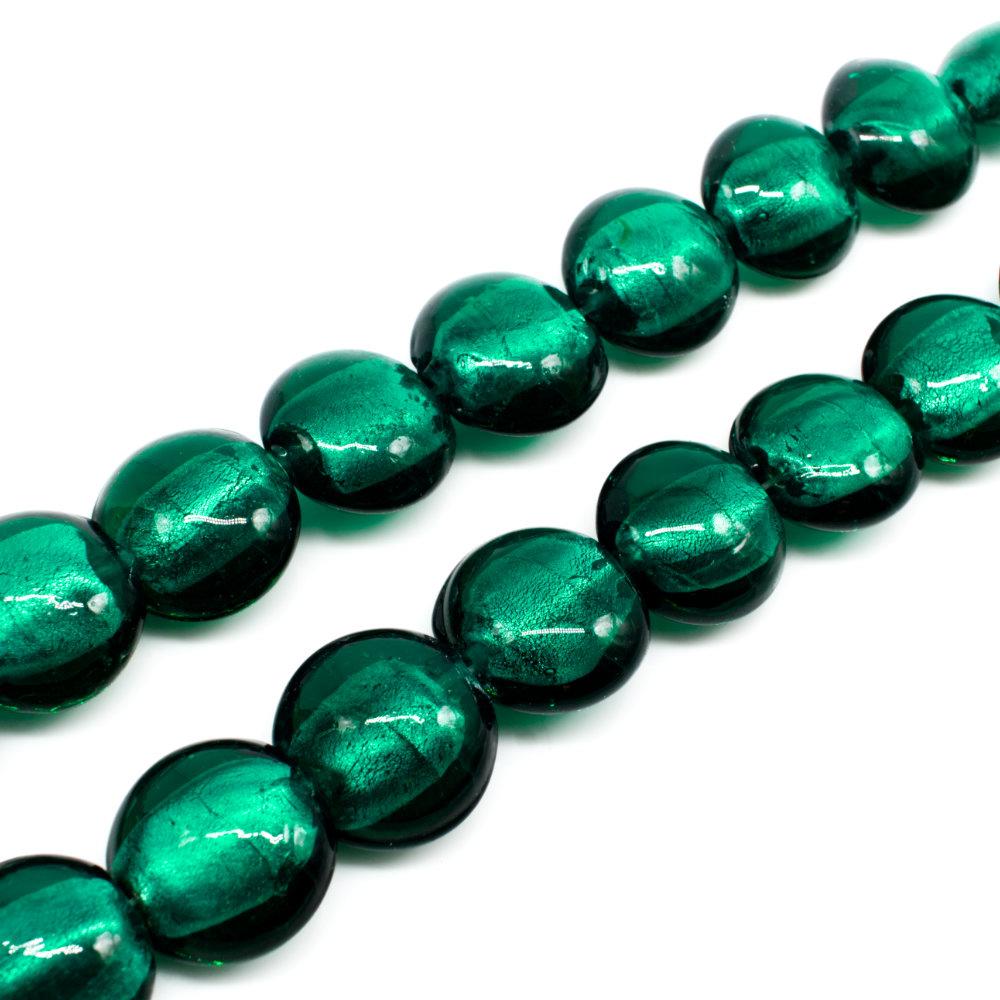 Silver Foil Disc Beads 15mm 25pcs   Teal for jewellery making