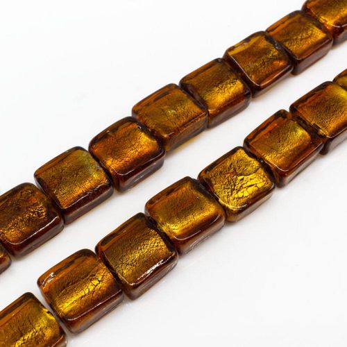 Silver Foil Square Beads 12mm 30pcs   Light Brown for jewellery making