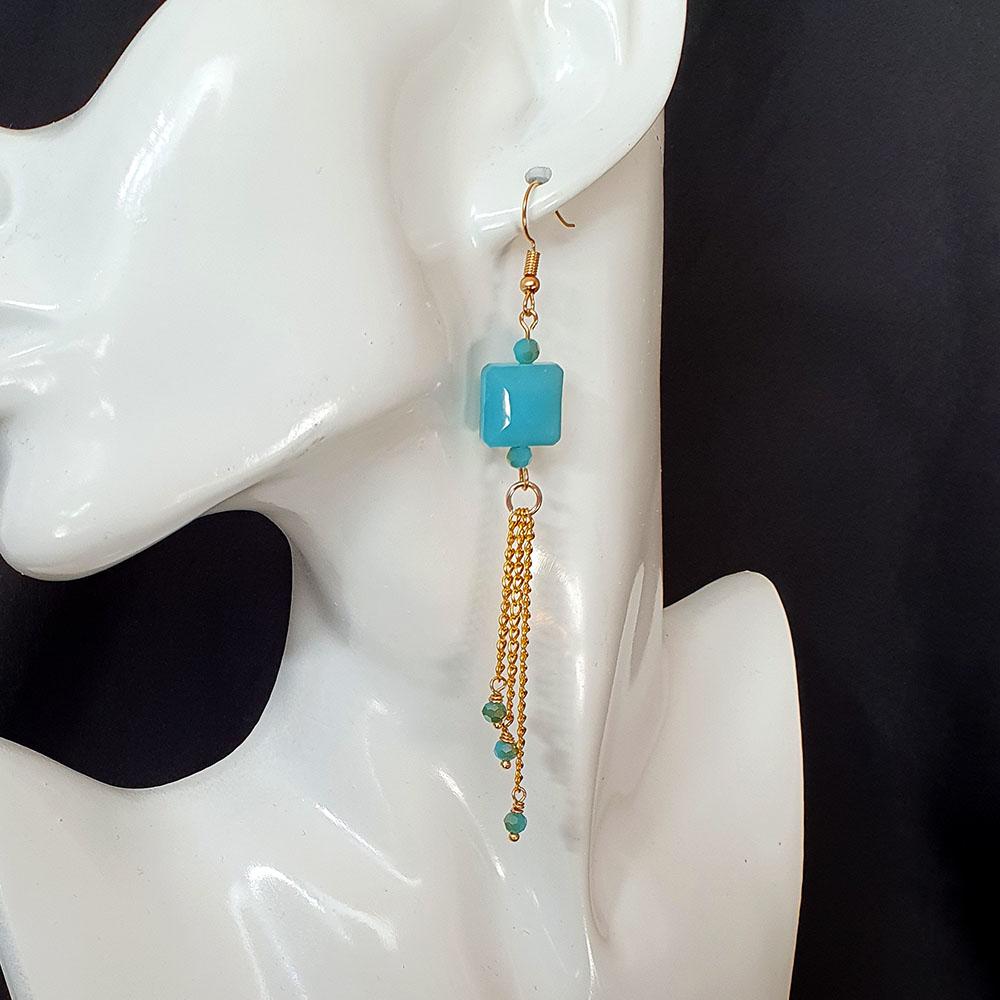 Jessica Earrings aqua shimmer 4 pairs earring making kit — DIY set with beads and instructions for creating handmade jewelry