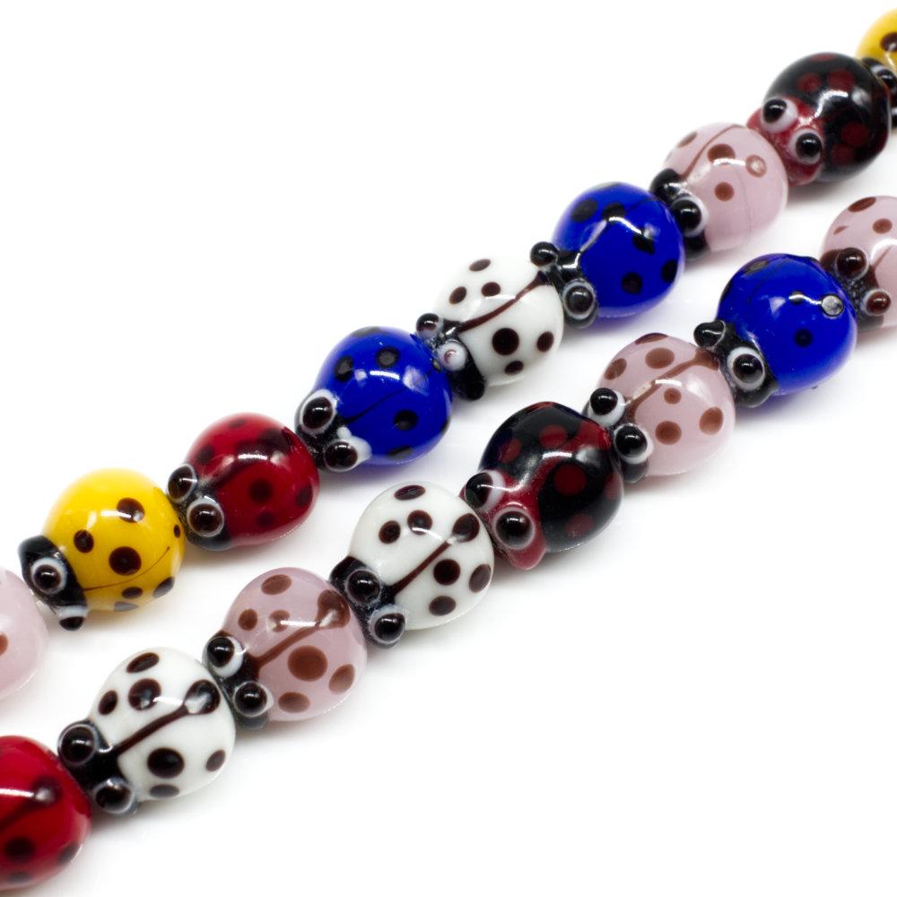 Lampwork Glass Bead Mixed Ladybug 13mm 20pcs