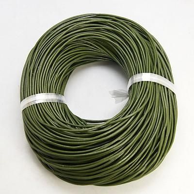 Leather Cord 2mm   Dark Olive 1 Metre for jewellery making