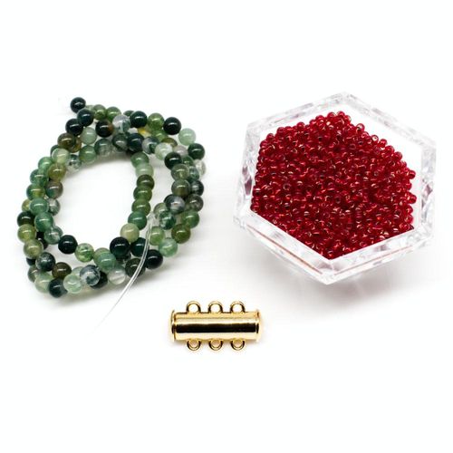 BC Week 46   3 Row Snake Stitch   Ruby Agate for jewellery making