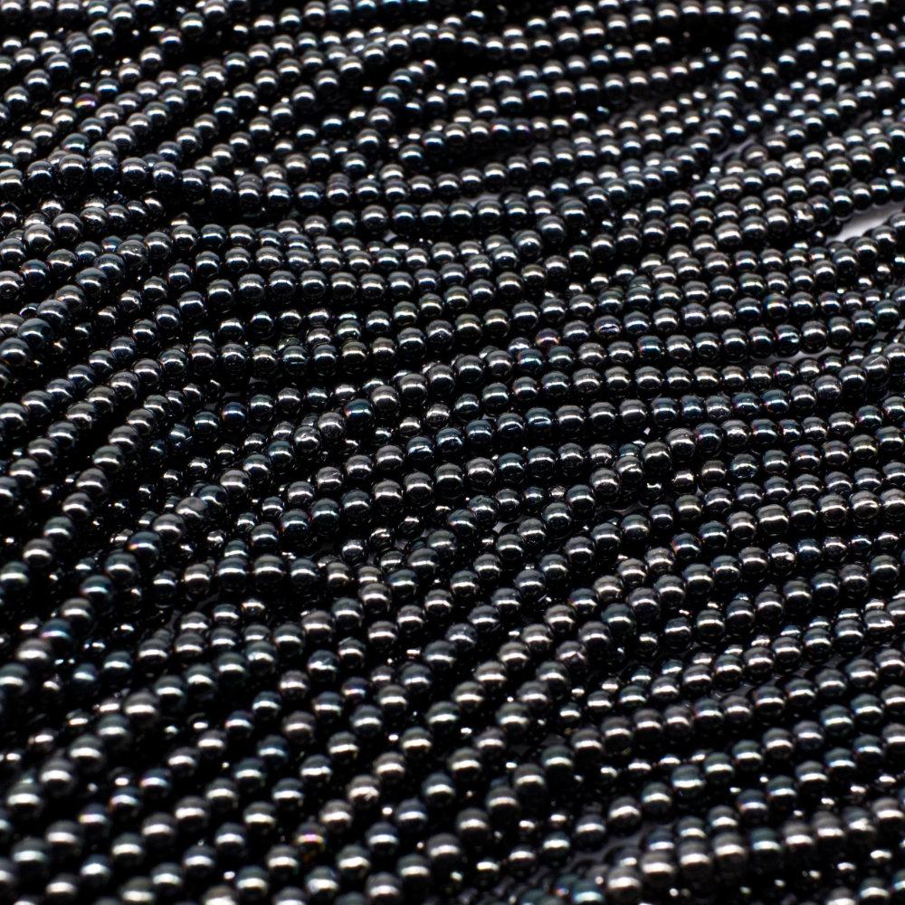 Glass Round Beads 2mm 15" String   Charcoal for jewellery making
